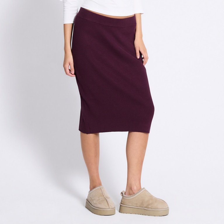 Rib-knit skirt "Jill" Plum
